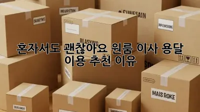 혼자서도 괜찮아요! 원룸 이사, 용달 이용 추천 이유